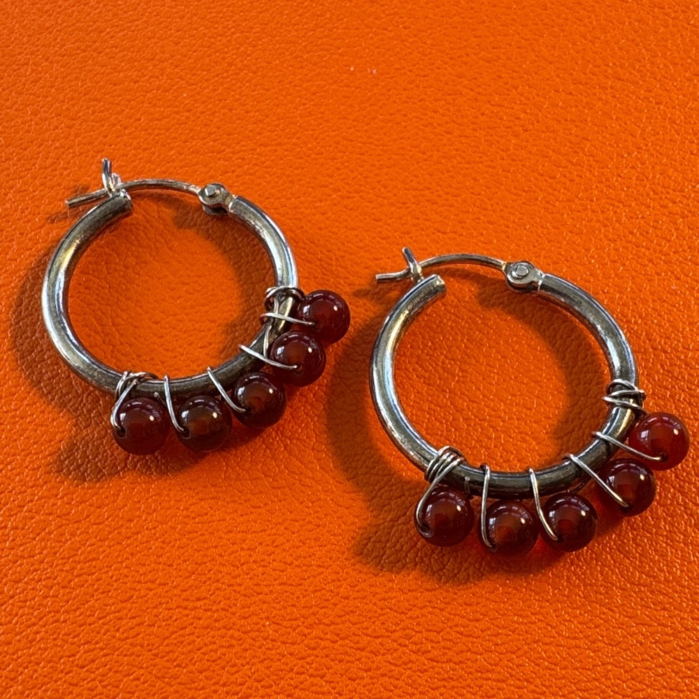 Anthropologie Red Beaded Earrings